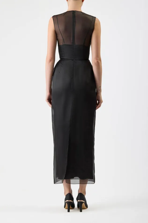 Women Dresses Gabriela Hearst Maslow Sheer Dress With Slip In Black Silk Organza