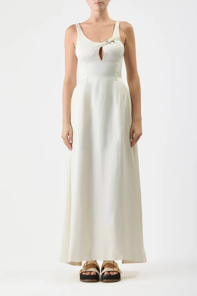 Women Dresses Gabriela Hearst Sven Dress In Ivory Silk Linen Satin