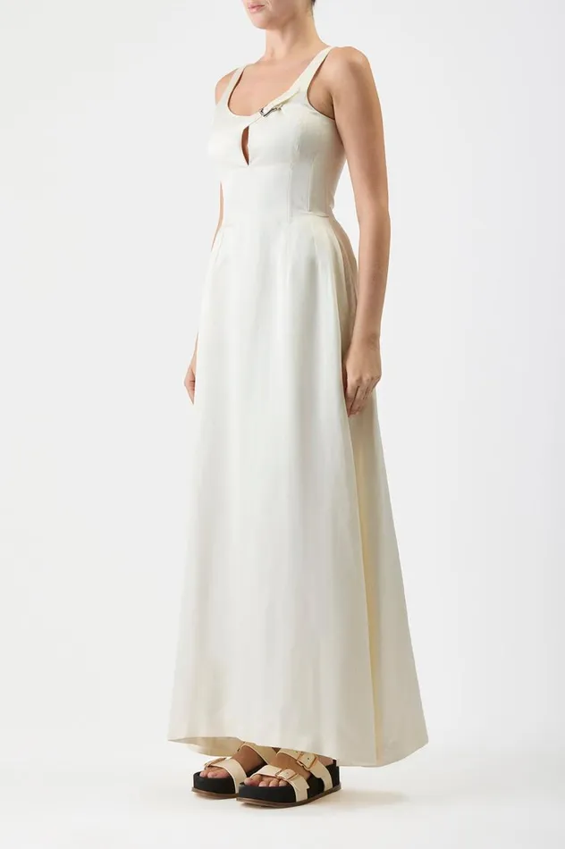 Women Dresses Gabriela Hearst Sven Dress In Ivory Silk Linen Satin