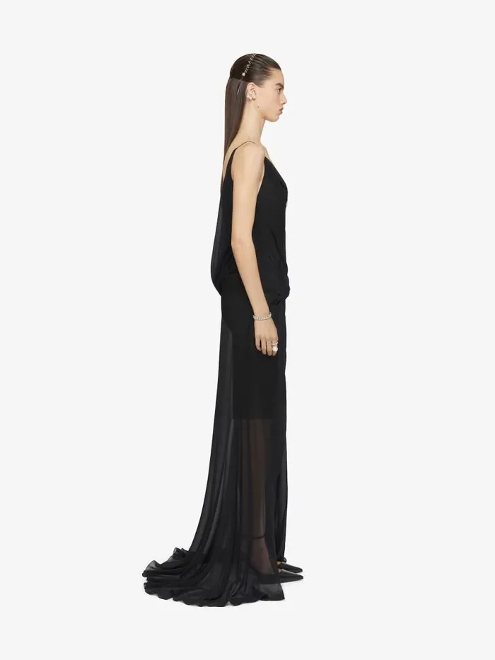 Women Dresses Givenchy Evening Draped Dress In Silk With Pearl Chains Black