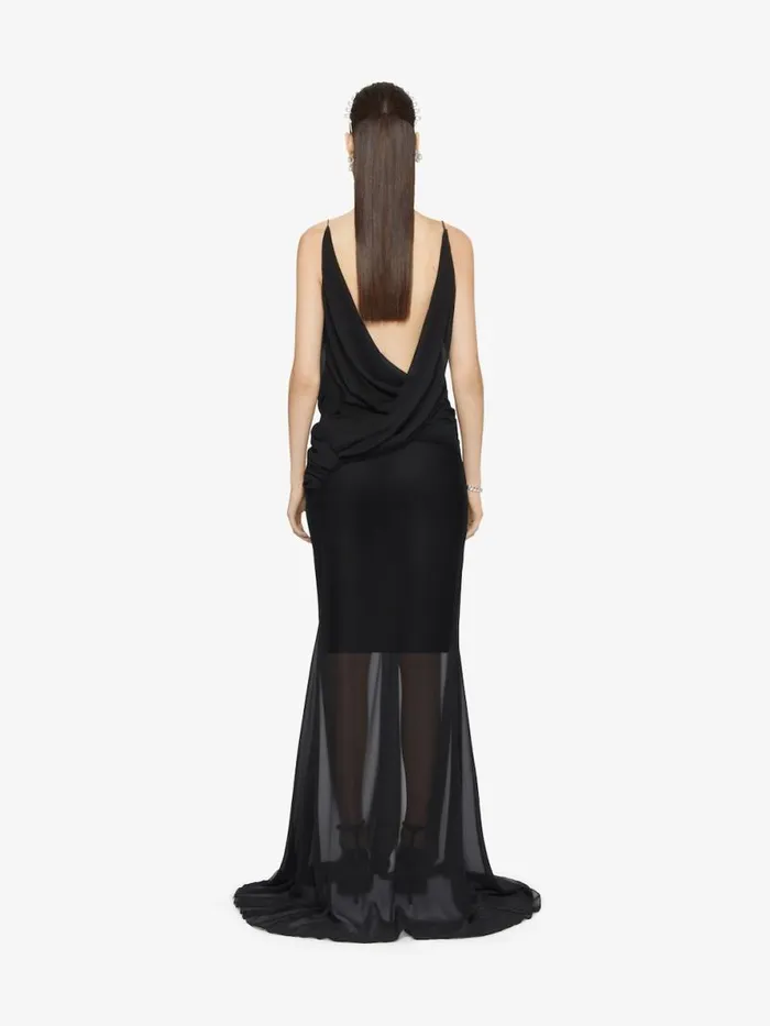 Women Dresses Givenchy Evening Draped Dress In Silk With Pearl Chains Black
