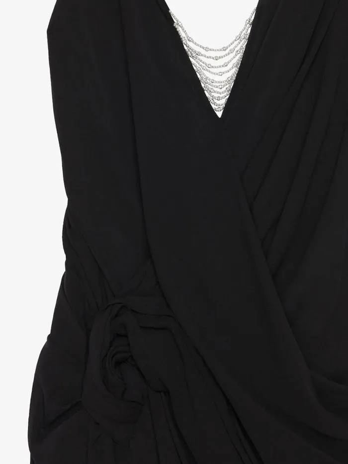Women Dresses Givenchy Evening Draped Dress In Silk With Pearl Chains Black