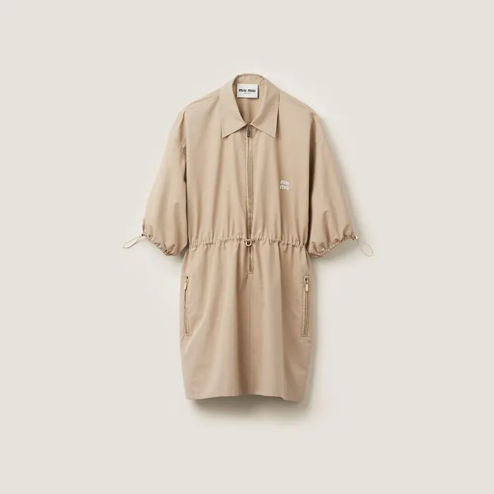 Women Dresses Miu Miu Cotton And Silk Minidress Colonial Beige