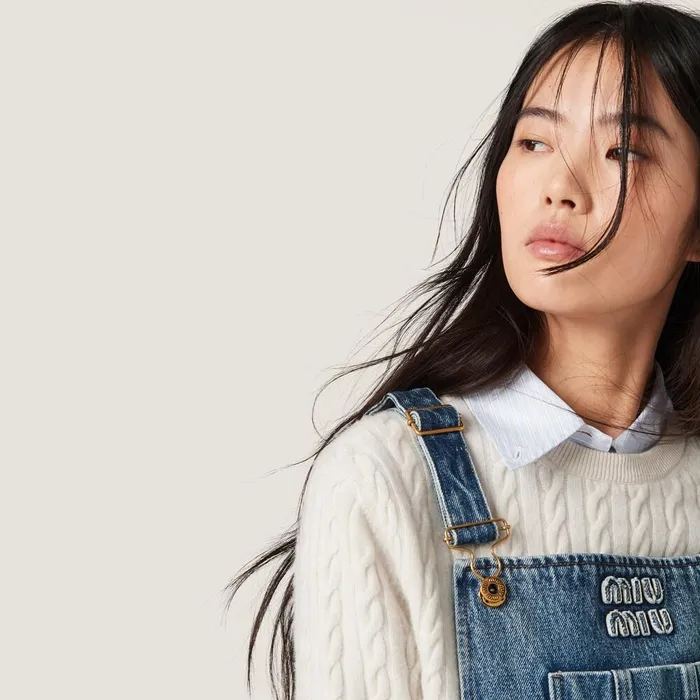 Women Dresses Miu Miu Denim Bib Minidress Navy Women Dresses Miu Miu Denim Bib Minidress Navy