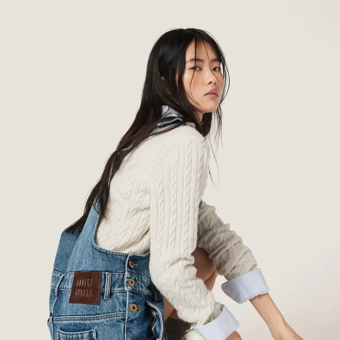 Women Dresses Miu Miu Denim Bib Minidress Navy Women Dresses Miu Miu Denim Bib Minidress Navy