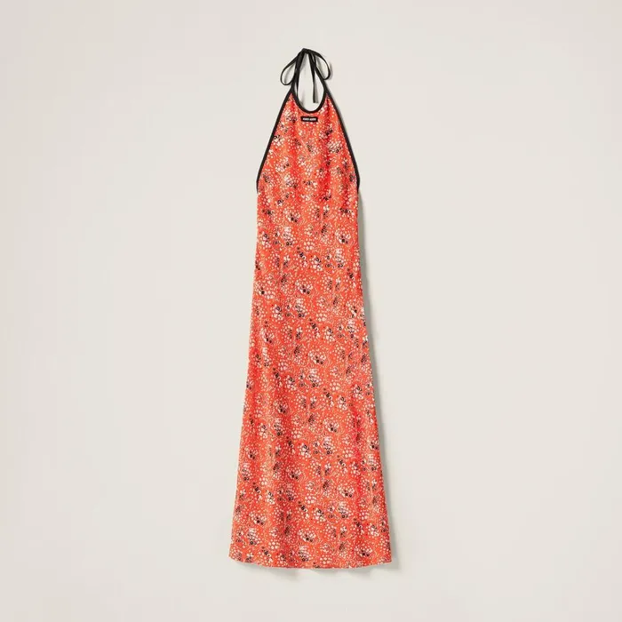 Women Dresses Miu Miu Long Marocain Dress Orange