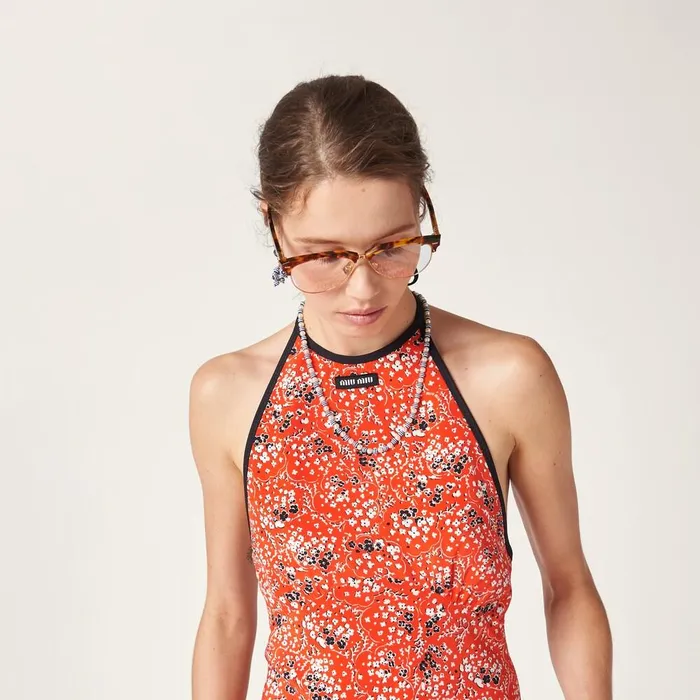 Women Dresses Miu Miu Long Marocain Dress Orange Women Dresses Miu Miu Long Marocain Dress Orange