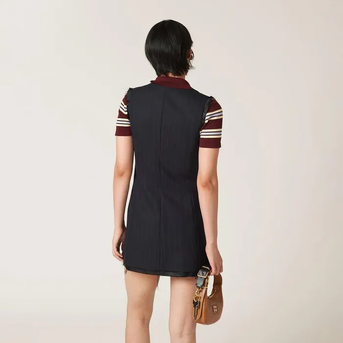 Women Dresses Miu Miu Pinstriped Minidress Navy Women Dresses Miu Miu Pinstriped Minidress Navy