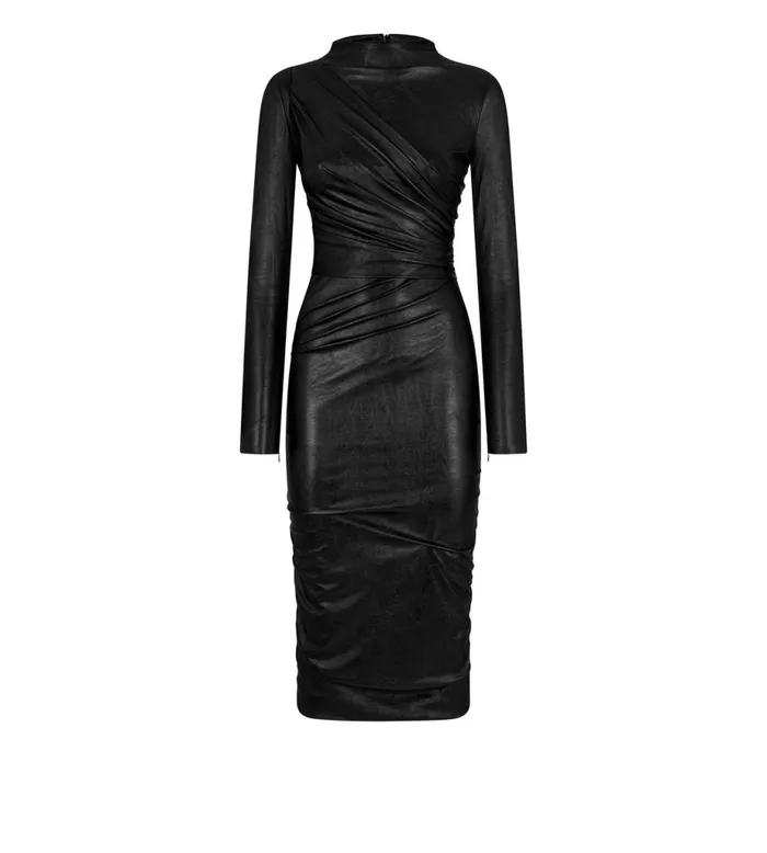 Women Dresses Tom Ford Faux Leather Ruched Dress Black