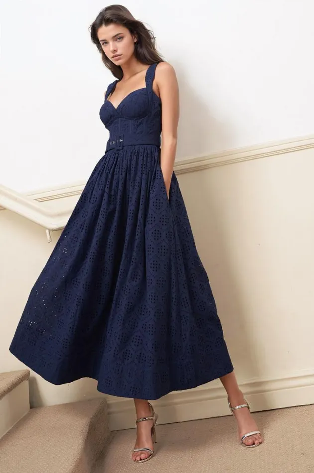 Women Dresses YUMI KIM SHIV DRESS Cali Eyelet Navy