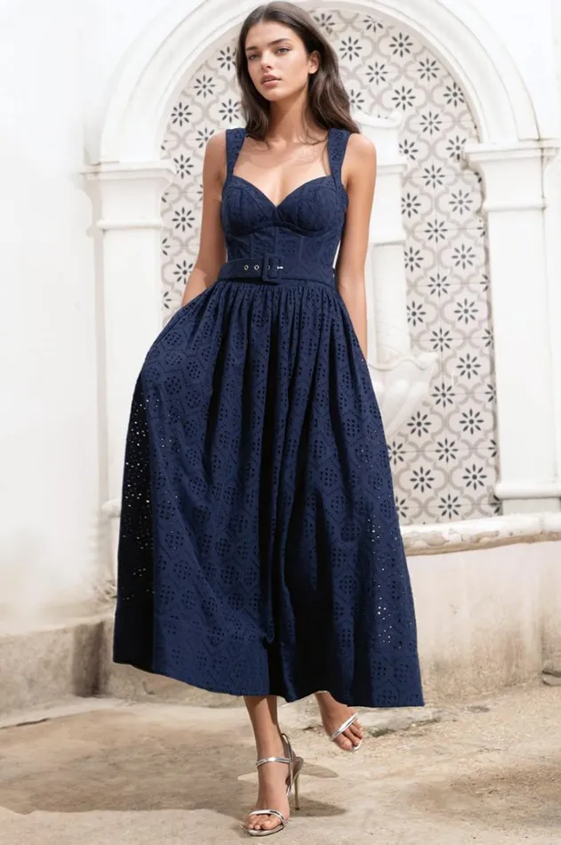Women Dresses YUMI KIM SHIV DRESS Cali Eyelet Navy