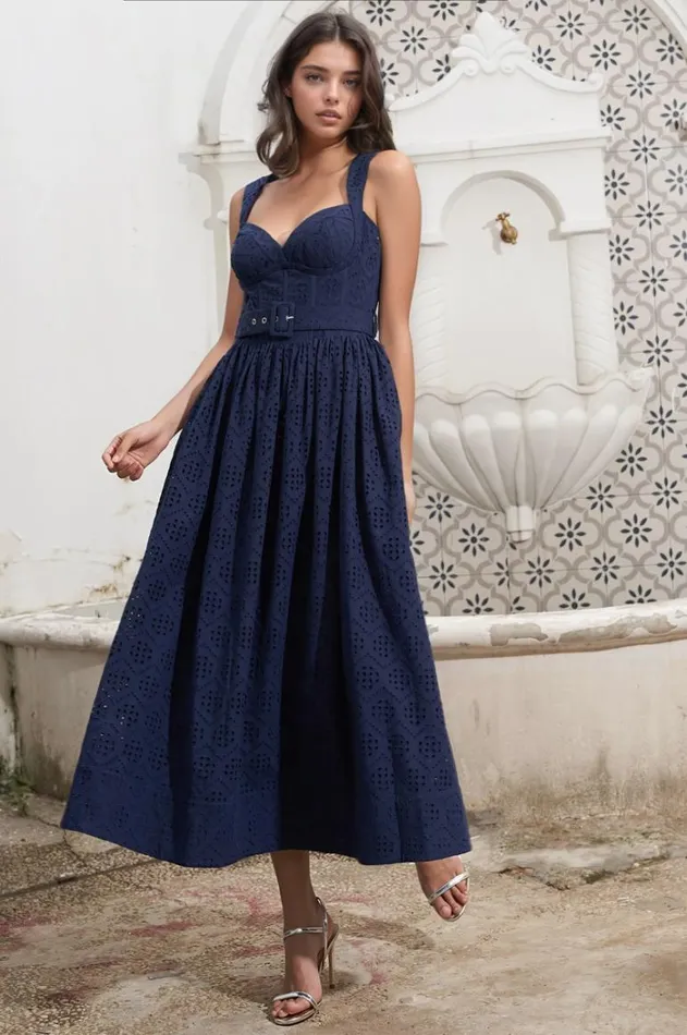 Women Dresses YUMI KIM SHIV DRESS Cali Eyelet Navy