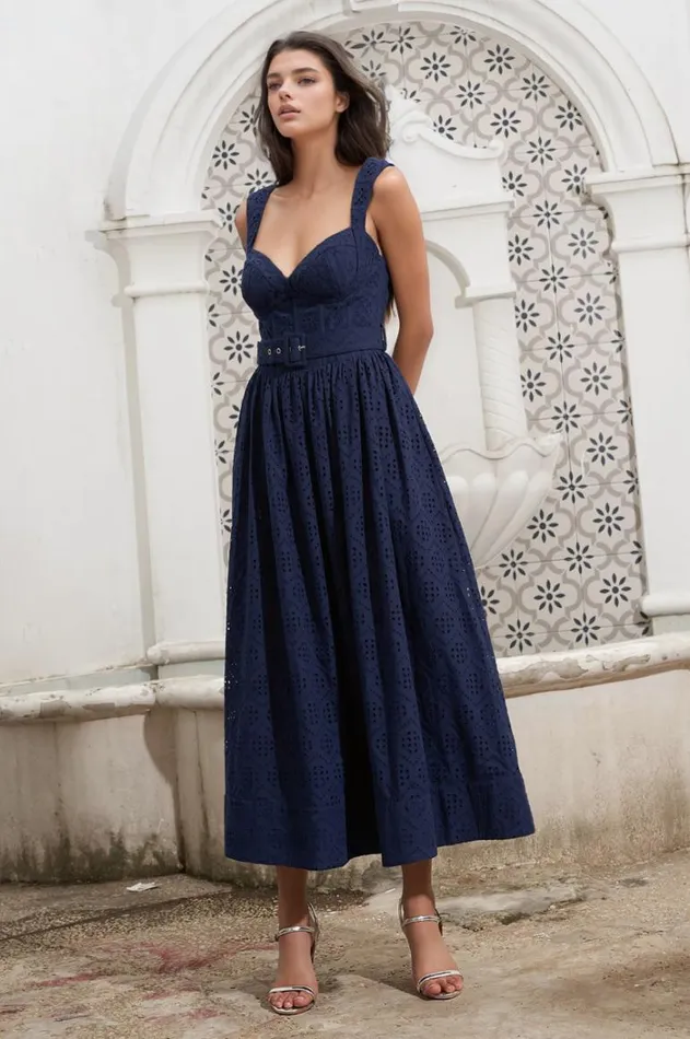 Women Dresses YUMI KIM SHIV DRESS Cali Eyelet Navy
