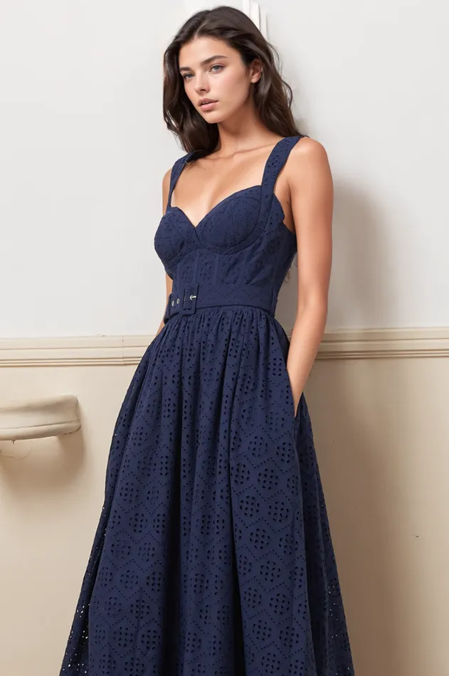 Women Dresses YUMI KIM SHIV DRESS Cali Eyelet Navy