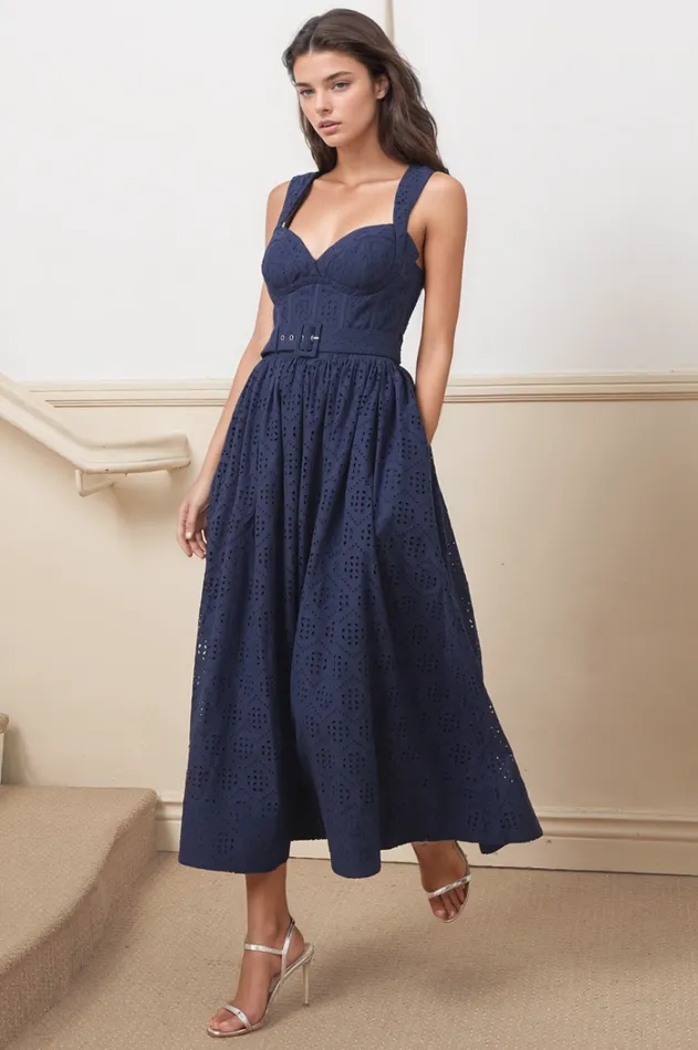 Women Dresses YUMI KIM SHIV DRESS Cali Eyelet Navy
