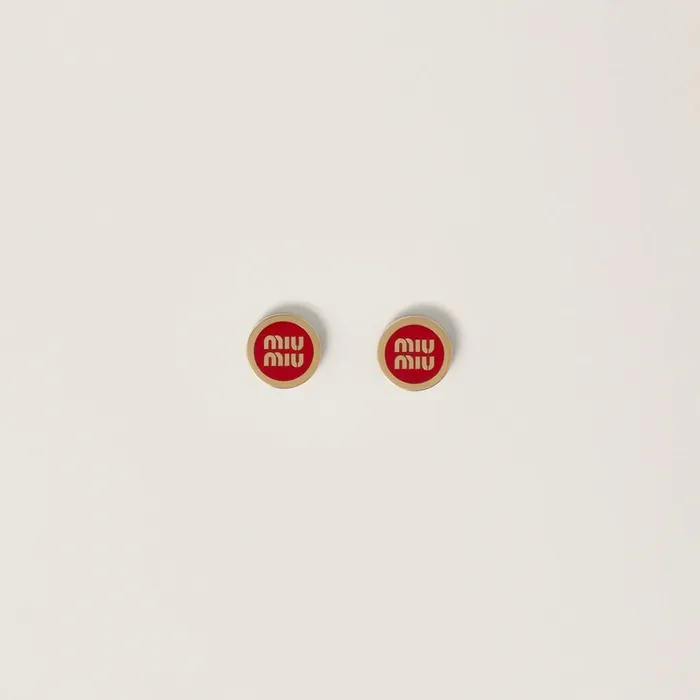 Women Earrings Miu Miu Enameled Metal Earrings Red