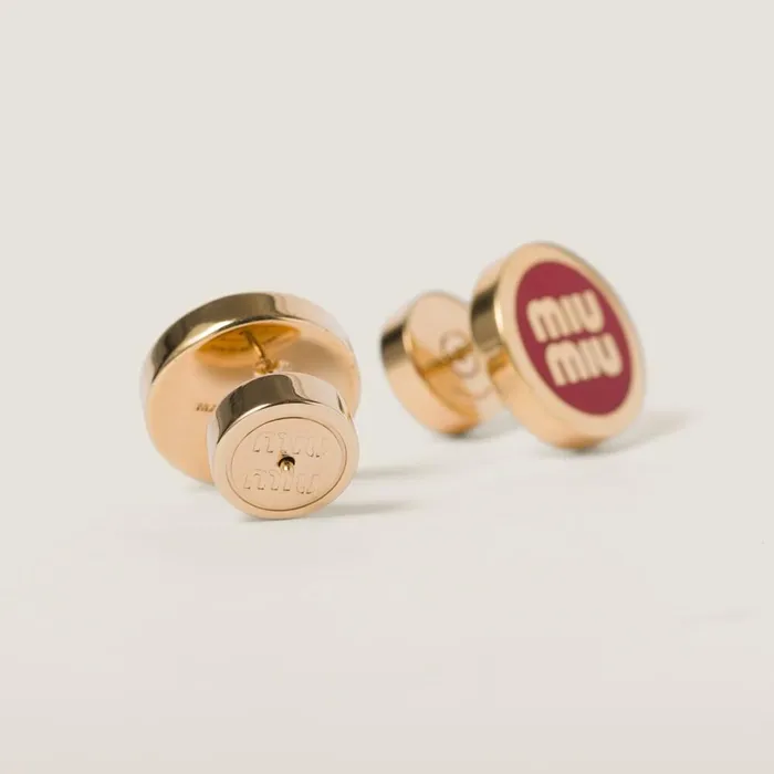 Women Earrings Miu Miu Enameled Metal Earrings Red