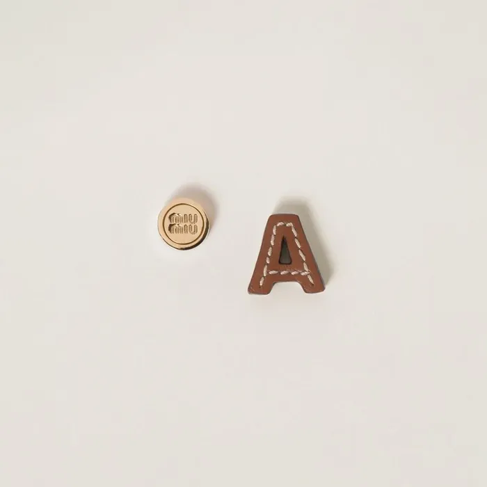 Women Earrings Miu Miu Leather And Metal Earrings Cognac