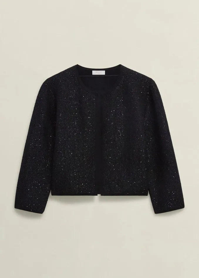 Women Elin Sequin Cardigan Black Hobbs Jumpers and Cardigans