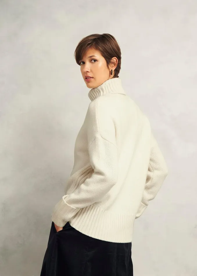 Women Ember Cable Jumper With Alpaca Warm Ivory Hobbs Jumpers and Cardigans