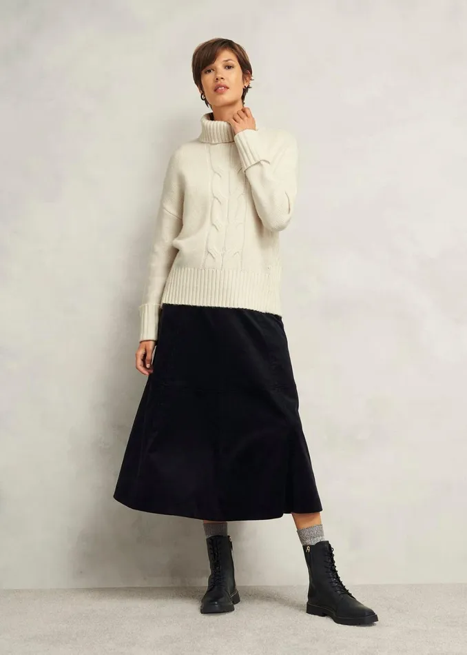 Women Ember Cable Jumper With Alpaca Warm Ivory Hobbs Jumpers and Cardigans
