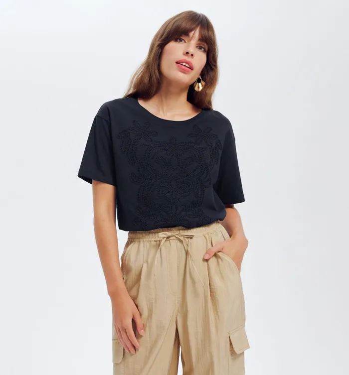 Women Embroidered Top 8211 Black Promod Tops