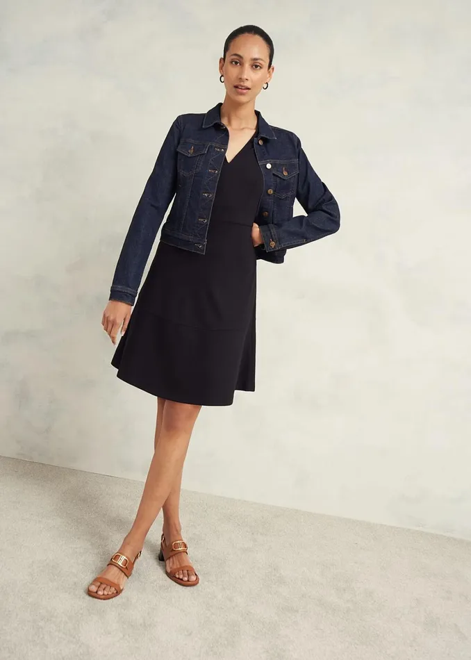 Women Emilia Ponte Dress Navy Hobbs Dresses and Jumpsuits