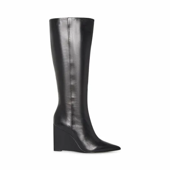 Women ENCORE BLACK LEATHER Black Leather Steve Madden Boots and Booties