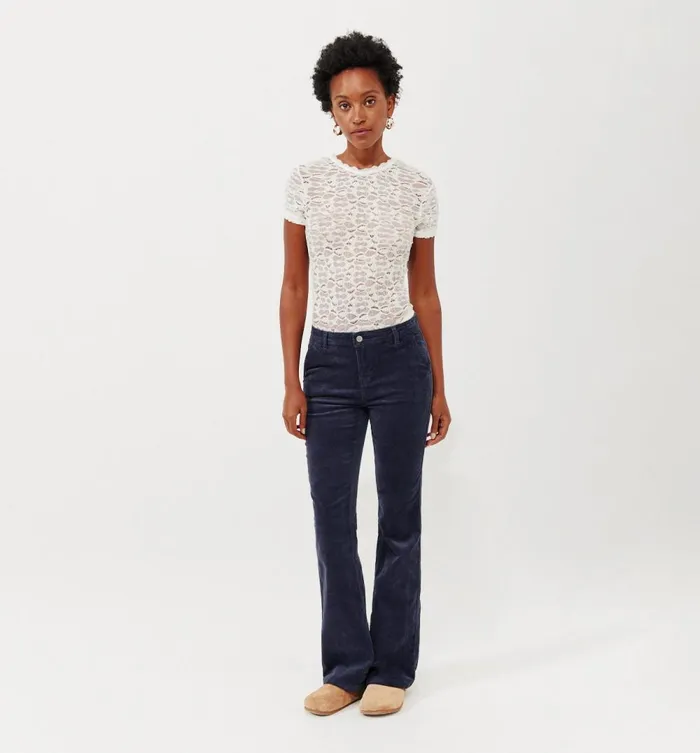 Women Eugene Corduroy Trousers 8211 Acier Moyen Promod Trousers