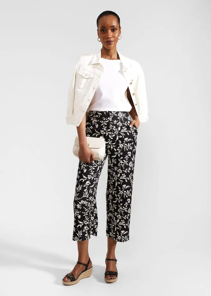 Women Eve Crop Trousers Black Cream Hobbs Trousers