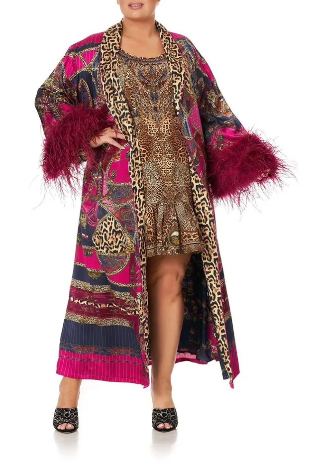 Women Extended Sizes Camilla Long Robe With Flared Sleeve Dining Hall Darling