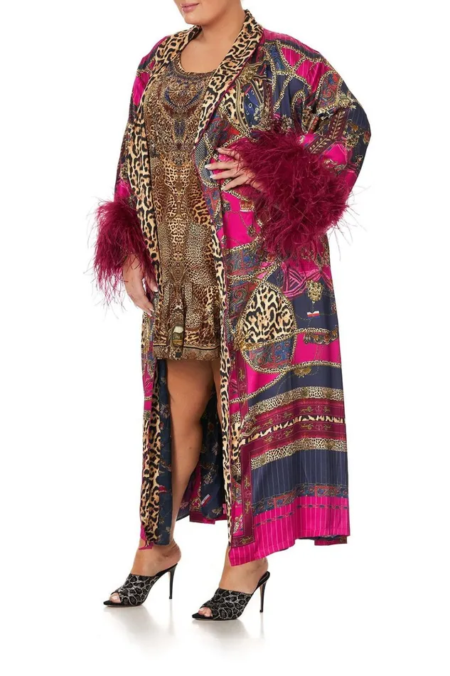 Women Extended Sizes Camilla Long Robe With Flared Sleeve Dining Hall Darling