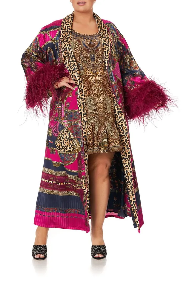 Women Extended Sizes Camilla Long Robe With Flared Sleeve Dining Hall Darling