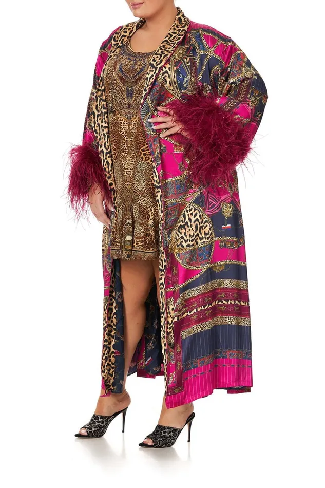 Women Extended Sizes Camilla Long Robe With Flared Sleeve Dining Hall Darling