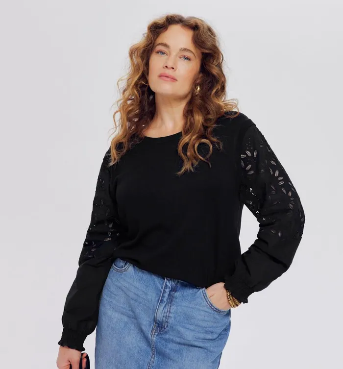 Women Faux Layered Jumper 8211 Black Promod Jumpers And Cardigans