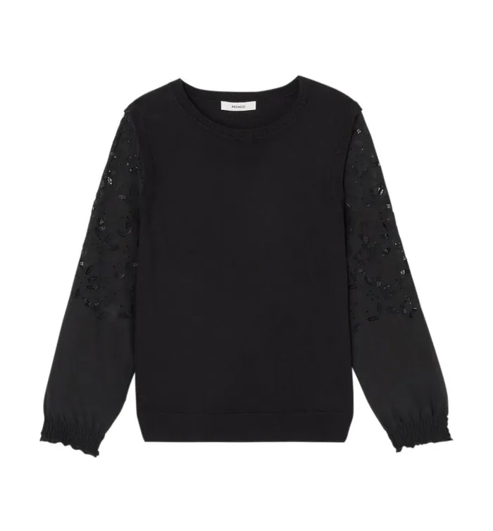 Women Faux Layered Jumper 8211 Black Promod Jumpers And Cardigans Women Faux Layered Jumper 8211 Black Promod Jumpers And Cardigans
