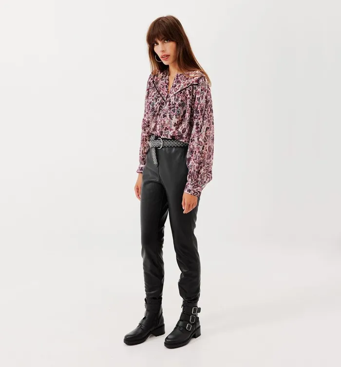 Women Faux Leather Leggings 8211 Black Promod Trousers
