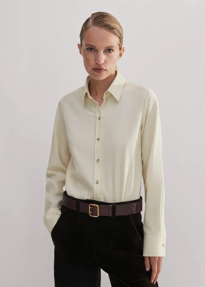 Women Fine Babycord Impossibly Soft Forever Shirt Ivory MEEM