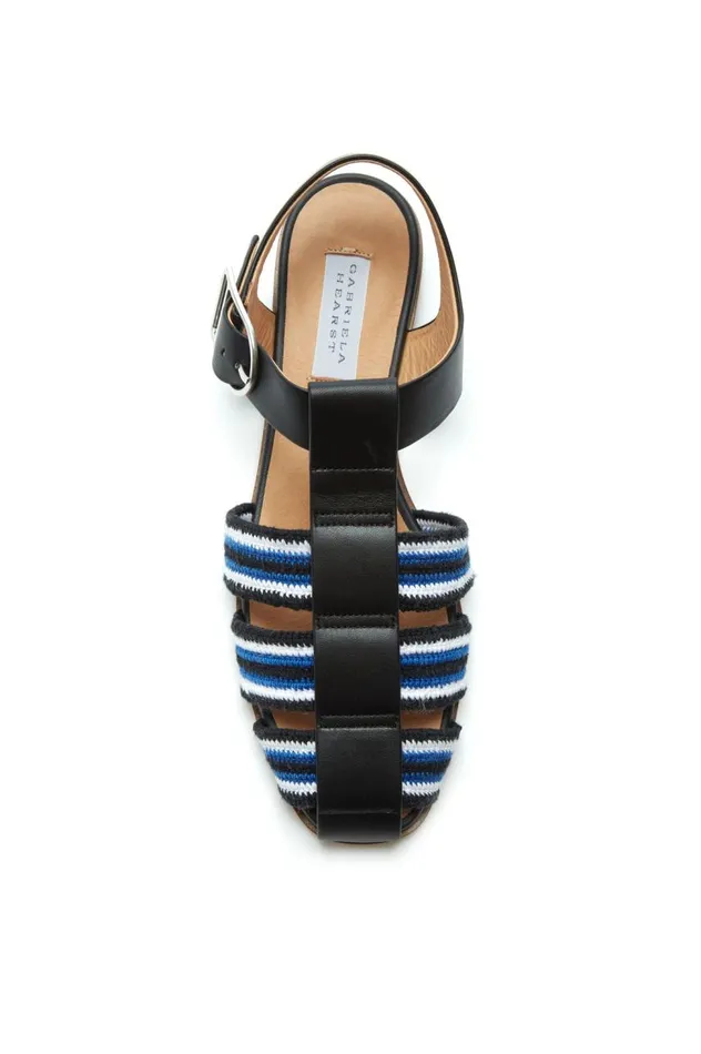 Women Flats Gabriela Hearst Calla Sandal In Black Multi Leather Crochet