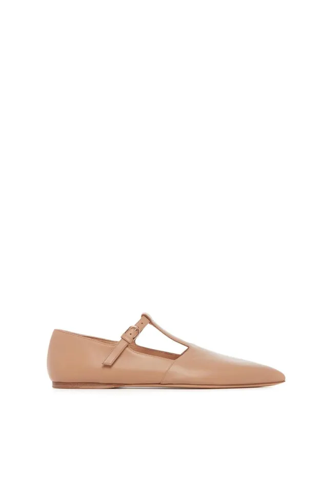 Women Flats Gabriela Hearst Lola Ballerina Flat In Dark Camel Nappa Leather