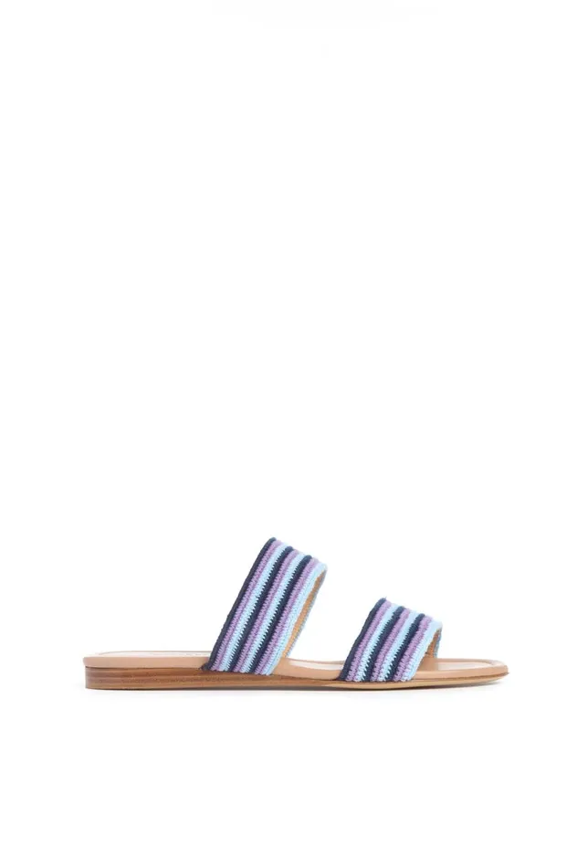 Women Flats Gabriela Hearst Lora Flat Sandal In Navy Multi Crochet