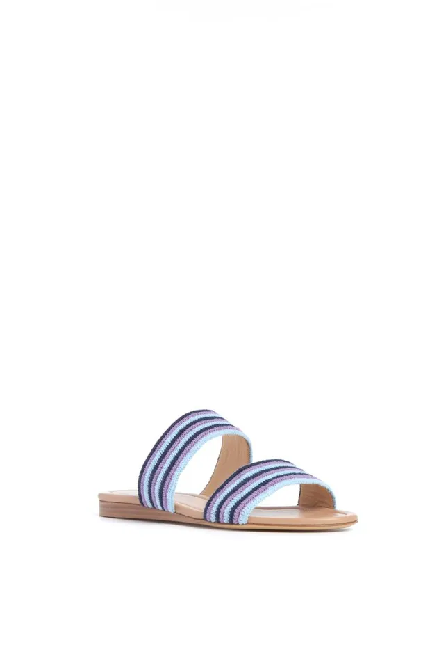 Women Flats Gabriela Hearst Lora Flat Sandal In Navy Multi Crochet