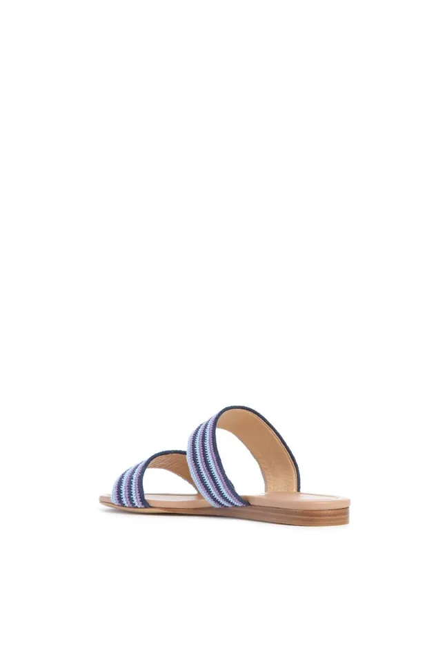 Women Flats Gabriela Hearst Lora Flat Sandal In Navy Multi Crochet