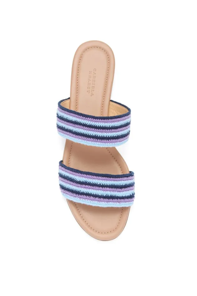 Women Flats Gabriela Hearst Lora Flat Sandal In Navy Multi Crochet