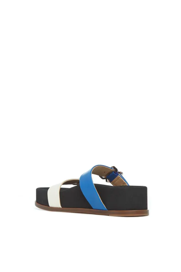 Women Flats Gabriela Hearst Wren Flat Sandal In Sapphire and Ivory Leather