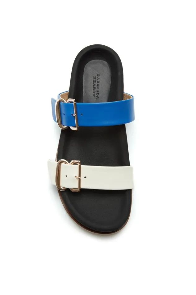 Women Flats Gabriela Hearst Wren Flat Sandal In Sapphire and Ivory Leather