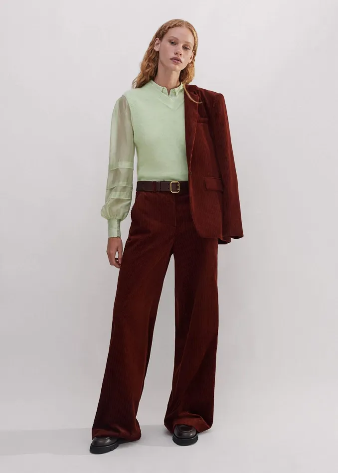 Women Fluid Scallop Detail Layering Shirt Pistachio MEEM