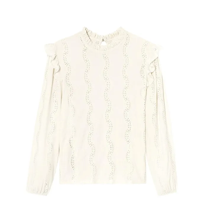 Women Frilly Neckline Top 8211 Ecru Promod Tops Women Frilly Neckline Top 8211 Ecru Promod Tops