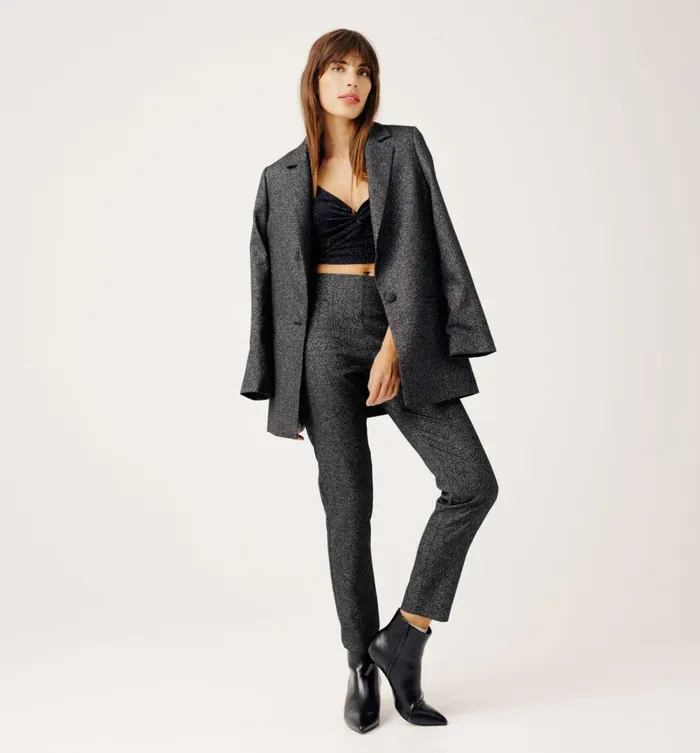 Women Glitzy Cigarette Trousers 8211 Silver Promod Trousers