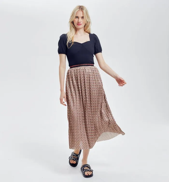 Women Glitzy Pleat Skirt 8211 Multicolour Print Promod Skirts